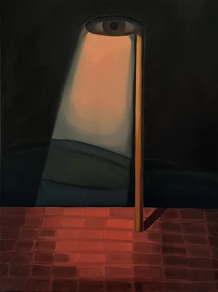 „Oko je lampou těla" — Olej na plátně od Karin Krutsche, 2024, 80 × 60 cm
